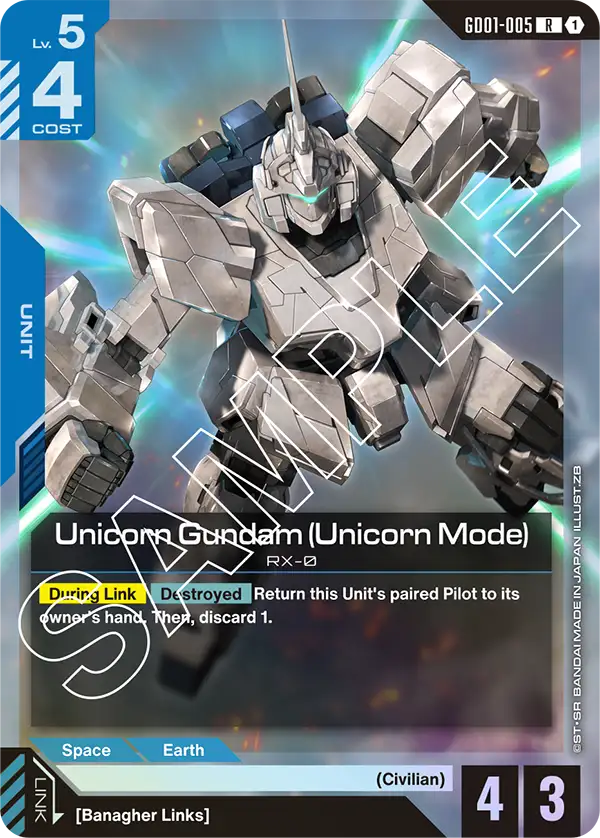 Unicorn Gundam (Unicorn Mode) Gundam Card Game card