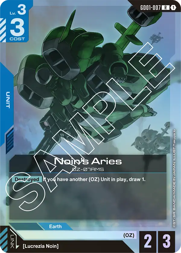 Noin's Aries Gundam Card Game card