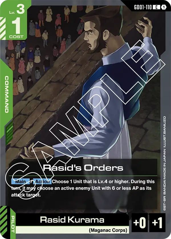 Rasid's Orders Gundam Card Game card