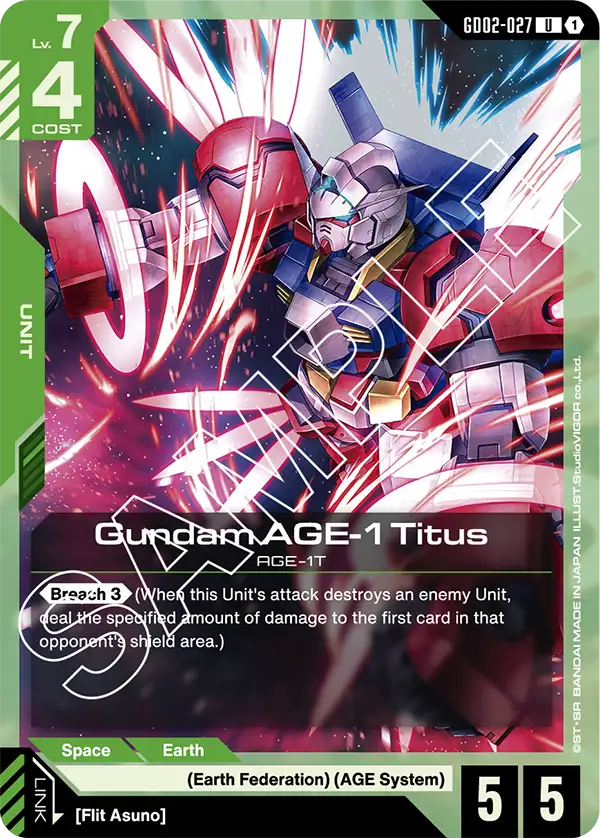 Gundam AGE-1 Titus Gundam Card Game card