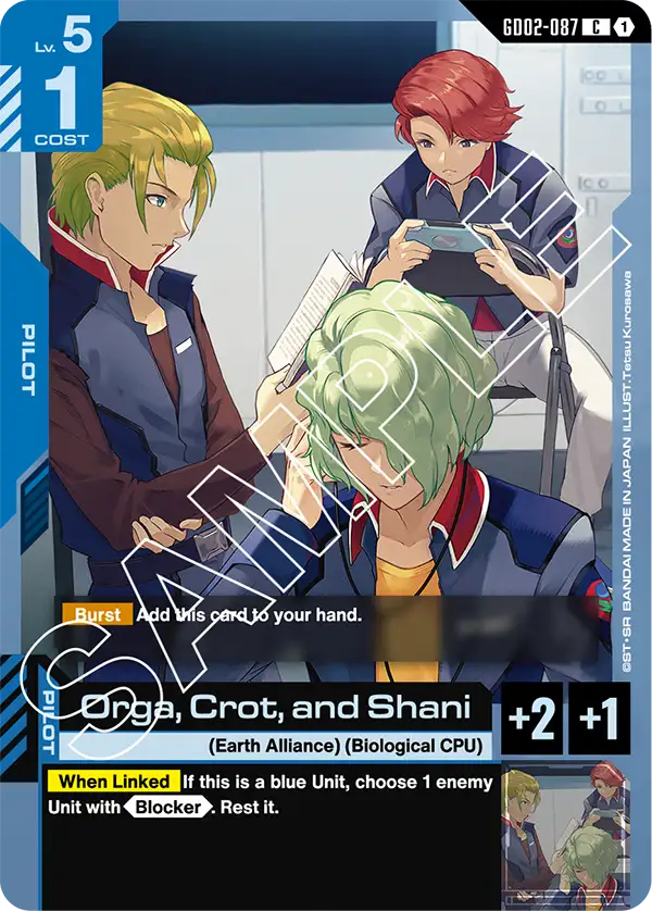 Orga, Crot, and Shani Gundam Card Game card
