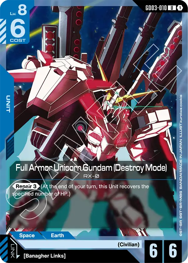 Full Armor Unicorn Gundam (Destroy Mode) Gundam Card Game card