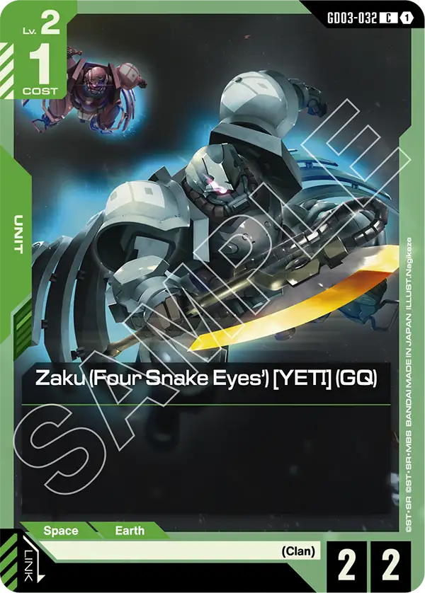 Zaku (Four Snake Eyes') [YETI] (GQ) Gundam Card Game card