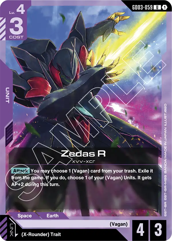 Zedas R Gundam Card Game card