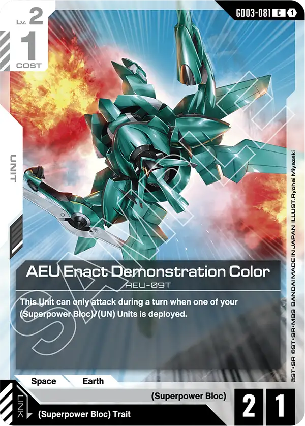 AEU Enact Demonstration Color Gundam Card Game card