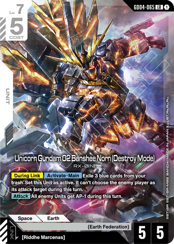 Unicorn Gundam 02 Banshee Norn (Destroy Mode) Gundam Card Game card