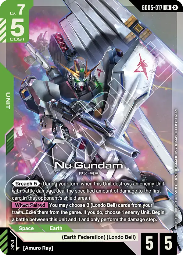 Nu Gundam Gundam Card Game card