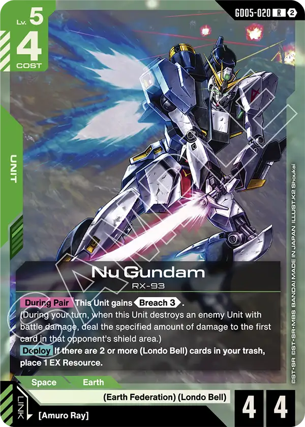 Nu Gundam Gundam Card Game card