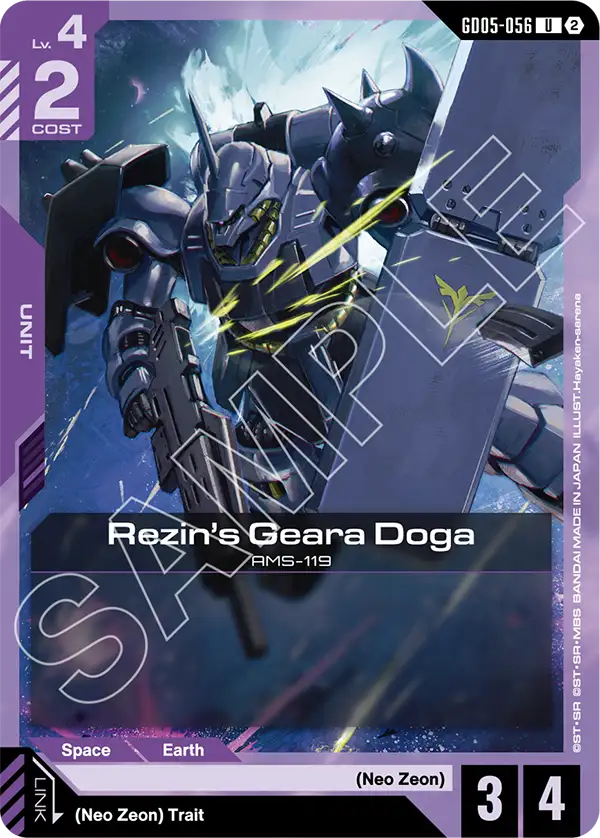 Rezin's Geara Doga Gundam Card Game card