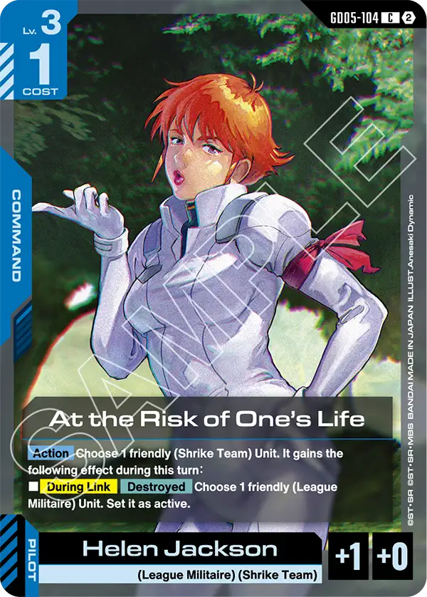 At the Risk of One's Life Gundam Card Game card