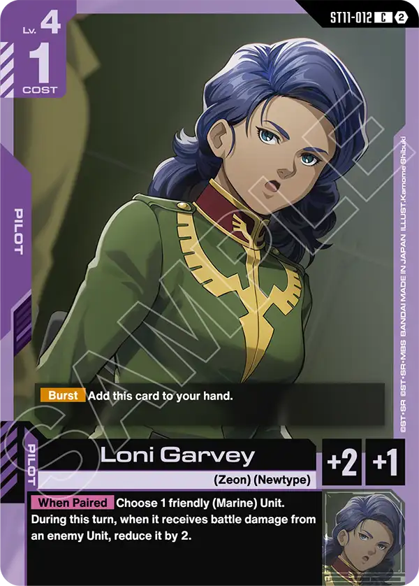 Loni Garvey Gundam Card Game card