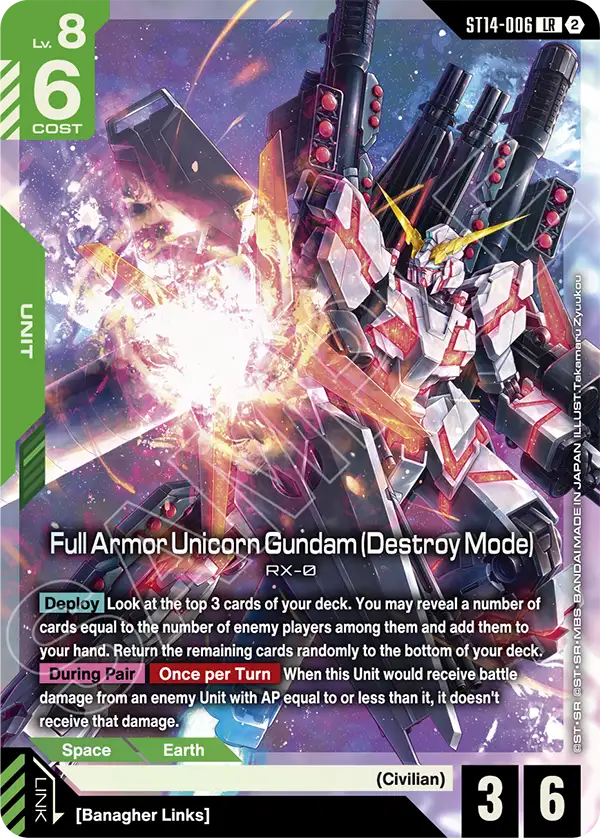 Full Armor Unicorn Gundam (Destroy Mode) Gundam Card Game card